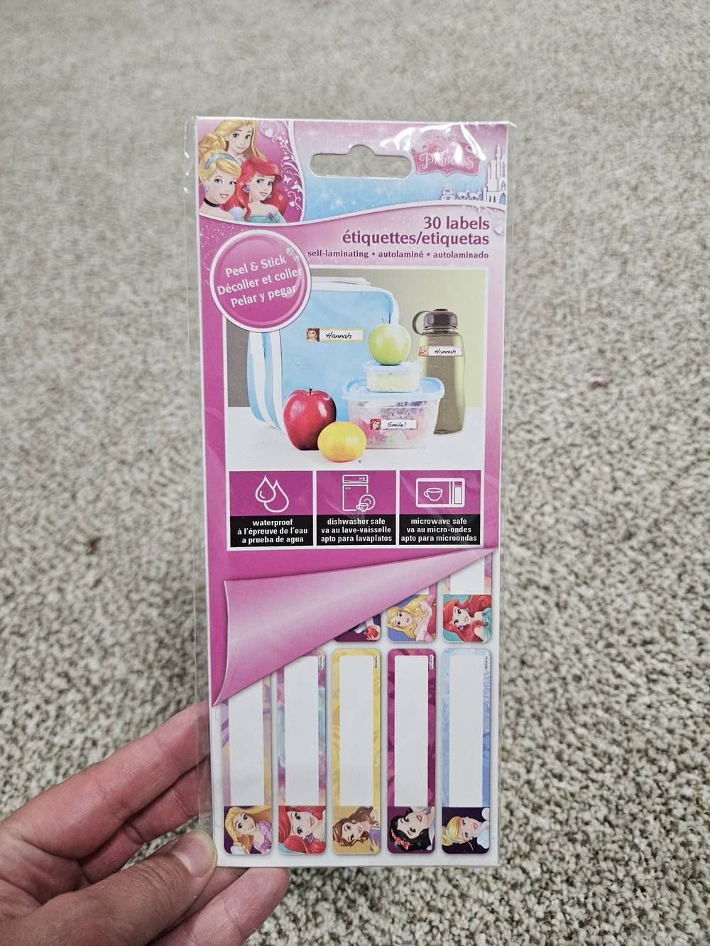 Disney Princess Pink Peel & Stick Labels - 30 Pack